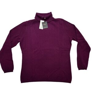 Charter Club Luxury Cashmere Turtleneck Sweater Black Cherry Purple L